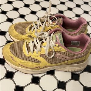 Saucony Women's Yellow and Pink Sneakers
